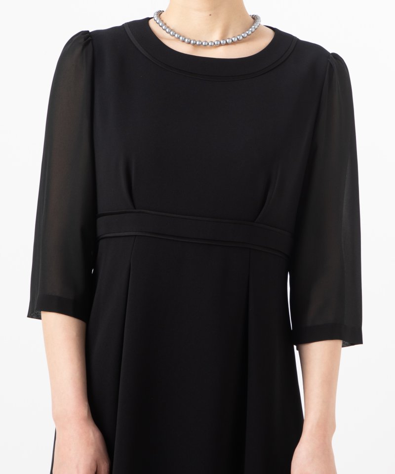 ノーカラージャケット&サテンテープ切替ワンピースアンサンブル/L(11号)