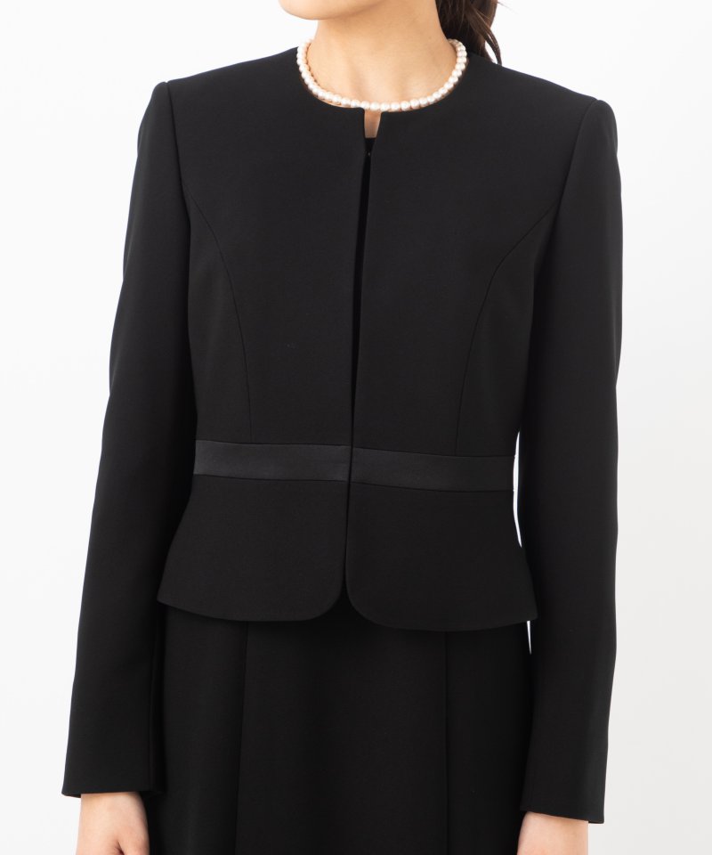 エメ　ノーカラージャケット&前開きリボンモチーフワンピース/S