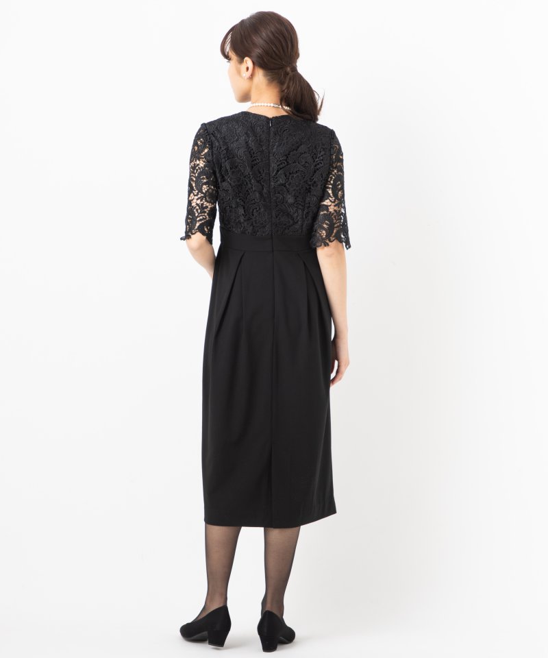 セミスタンドVネックジャケット&フラワーレースワンピース/M(9号)