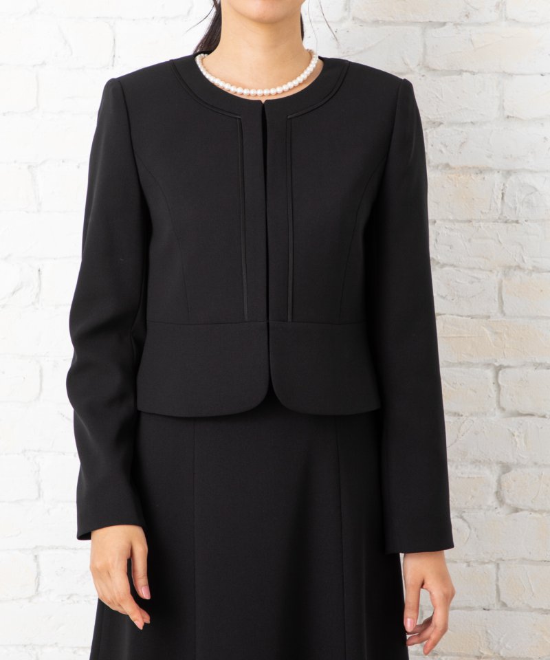ノーカラージャケットブラックフォーマルアンサンブル/S(7号)