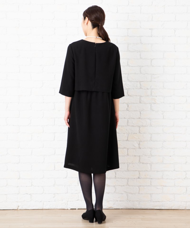 【授乳・マタニティ】セットアップ風ブラックフォーマルワンピース/LL(13号)