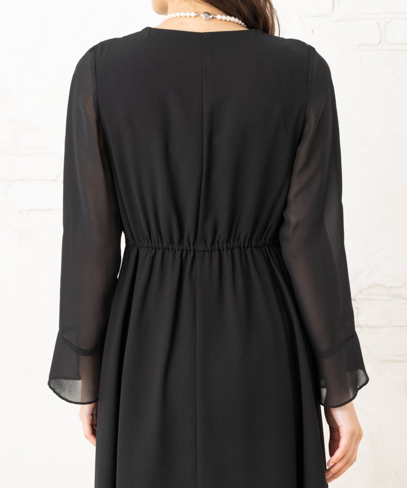 エメ　前開きファスナーAラインシルエットブラックフォーマルワンピース/L(11号)