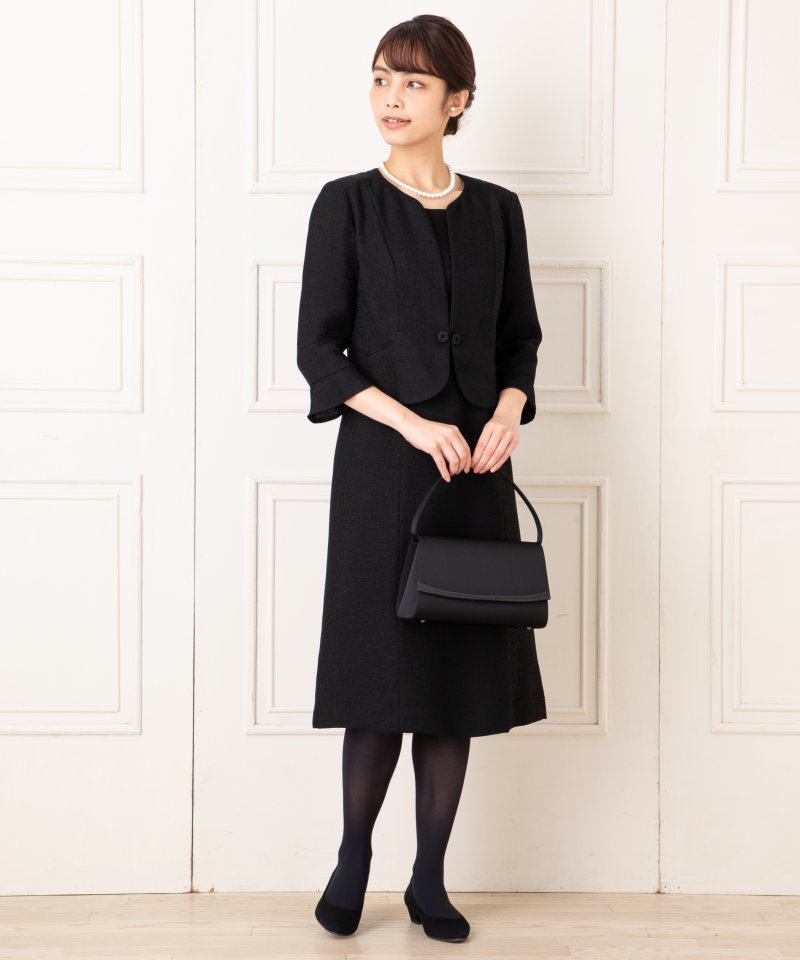 ジャガード風サマーブラックフォーマルワンピース/M(9号)