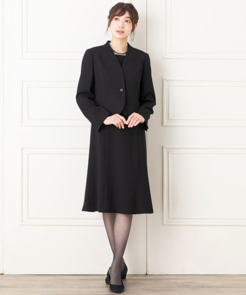 Vネックジャケット&フレアワンピース/M(9号)