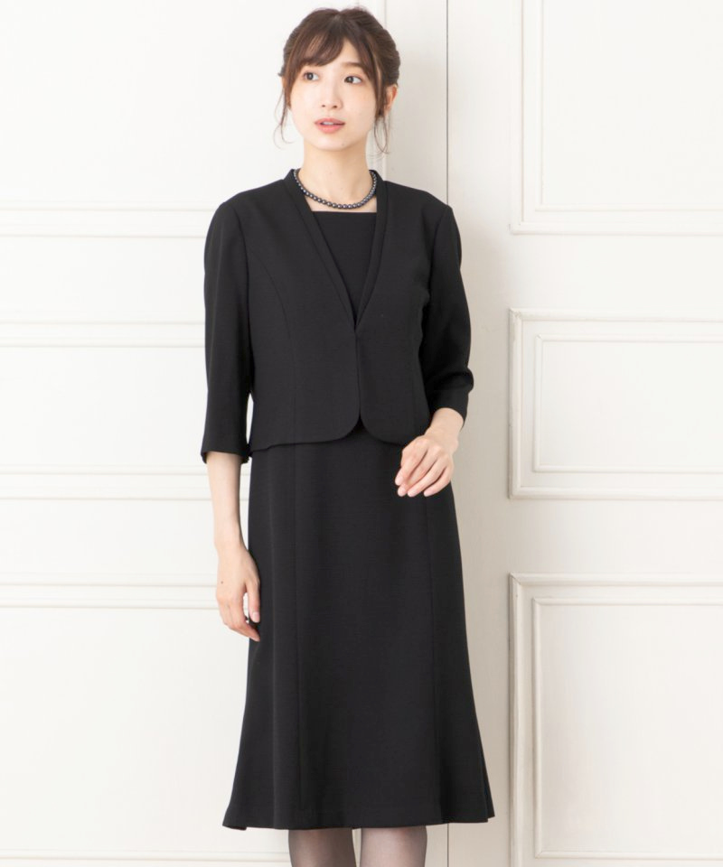 Vネックジャケット&フレアワンピース/M(9号)