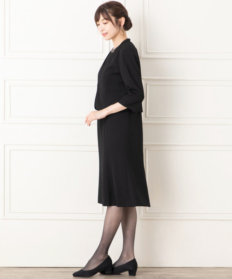 Vネックジャケット&フレアワンピース/M(9号)