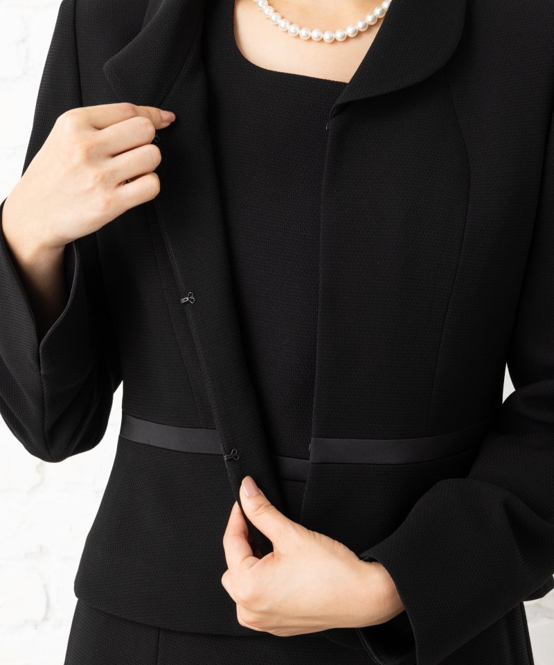 エメ×ユキコ ハナイ　ショールカラーブラックフォーマルアンサンブル/M