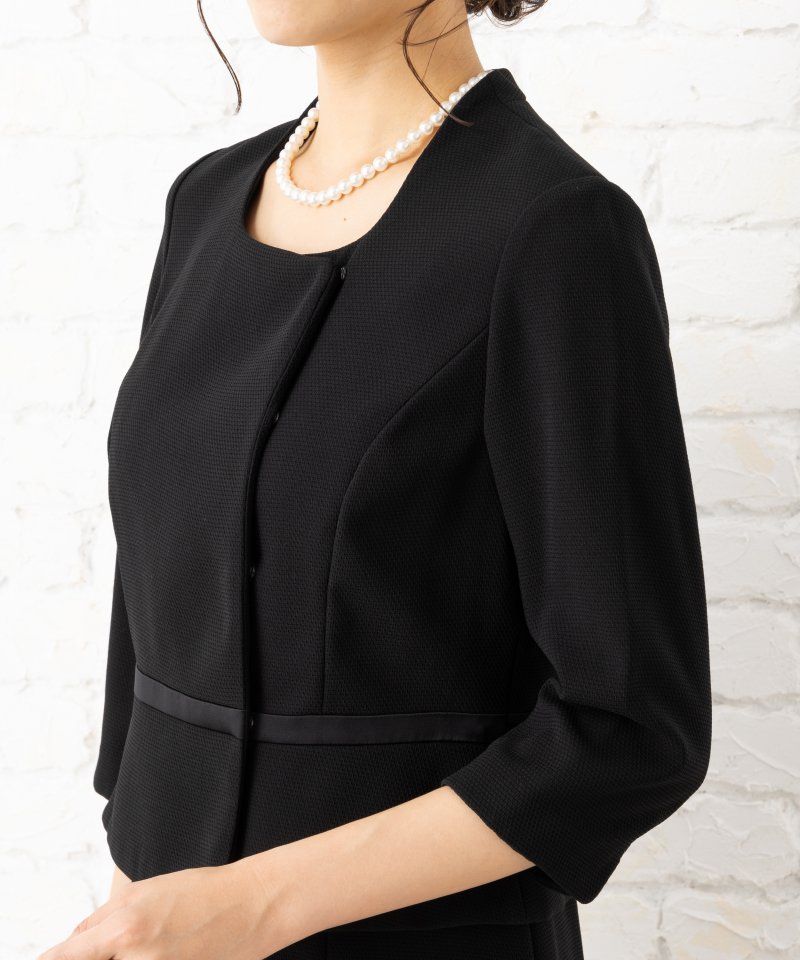 エメ×ユキコ ハナイ　ショールカラーブラックフォーマルアンサンブル/M