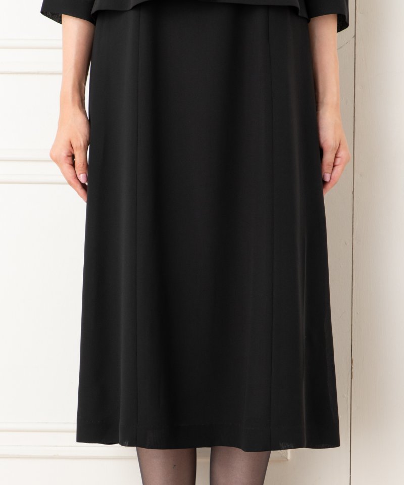 スタンドカラーフレアブラックフォーマルワンピース/M(9号)