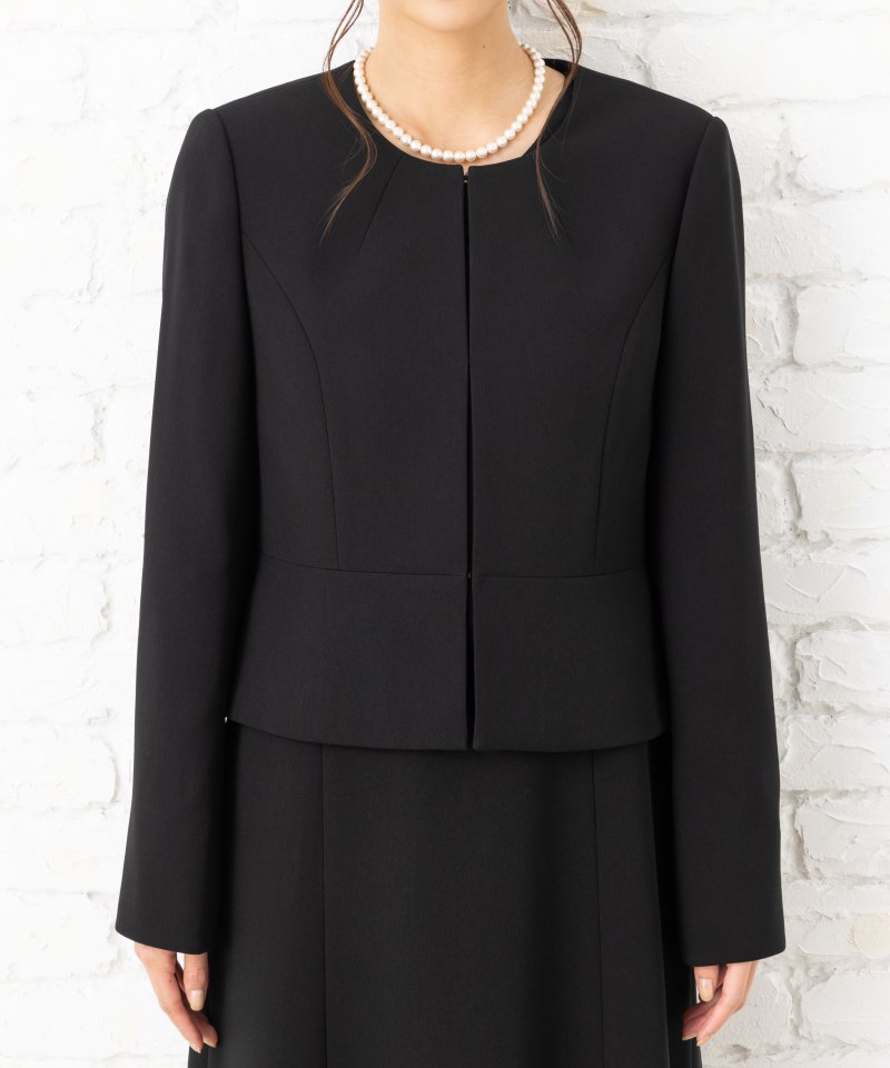 デザインステッチノーカラージャケット&フレアワンピース/M(9号)