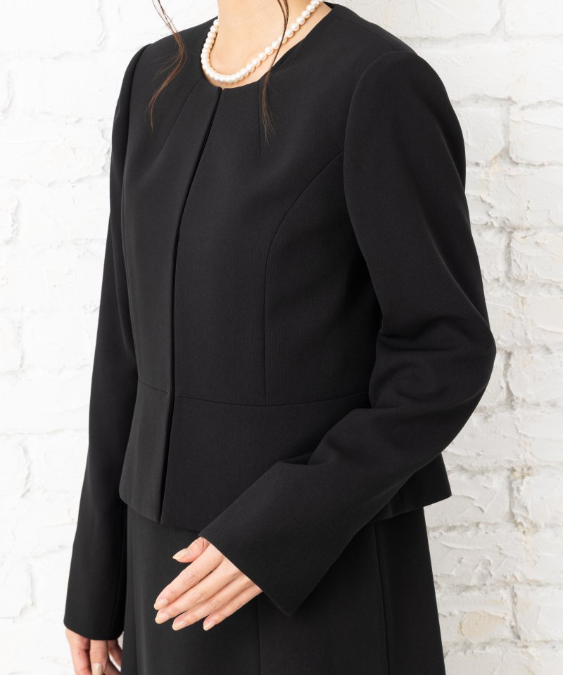 デザインステッチノーカラージャケット&フレアワンピース/M(9号)