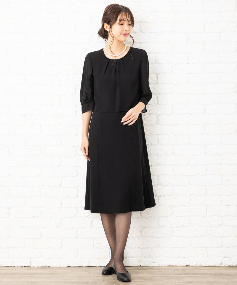 デザインステッチノーカラージャケット&フレアワンピース/M(9号)