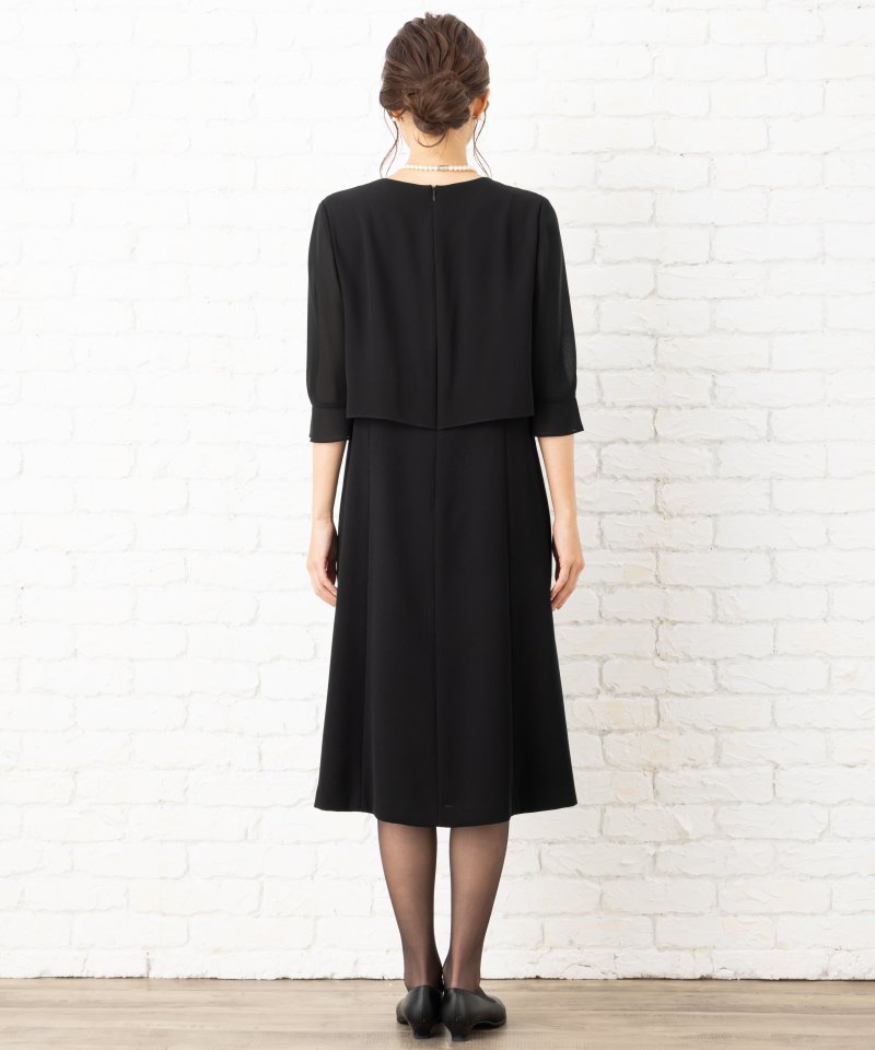 デザインステッチノーカラージャケット&フレアワンピース/M(9号)