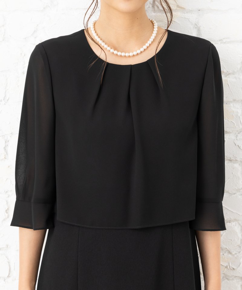 デザインステッチノーカラージャケット&フレアワンピース/M(9号)