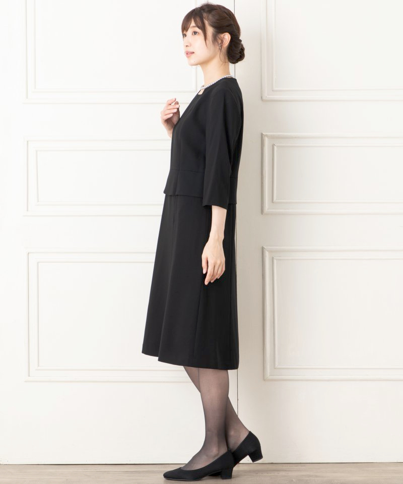 ノーカラージャケット&フレアワンピースセットアップ/M(9号)