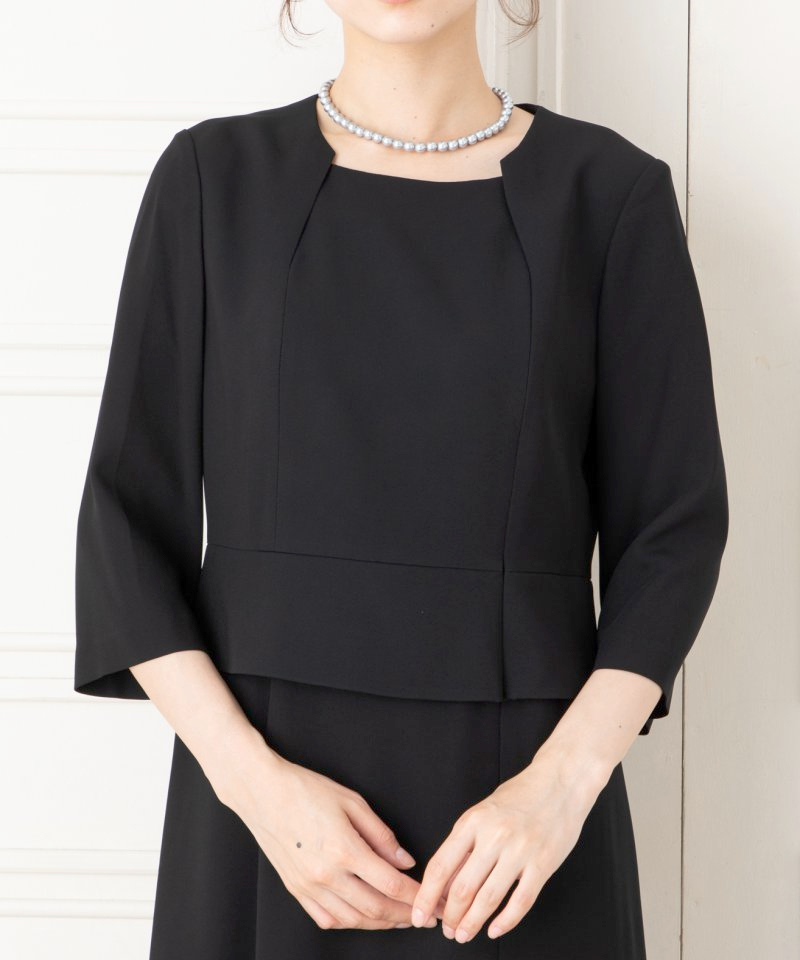 ノーカラージャケット&フレアワンピースセットアップ/M(9号)