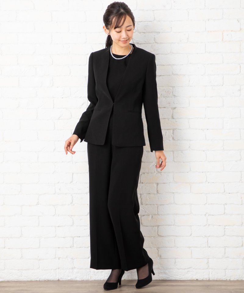 エメ　カラーレスジャケット&セミワイドパンツブラックフォーマル/LL(13号)
