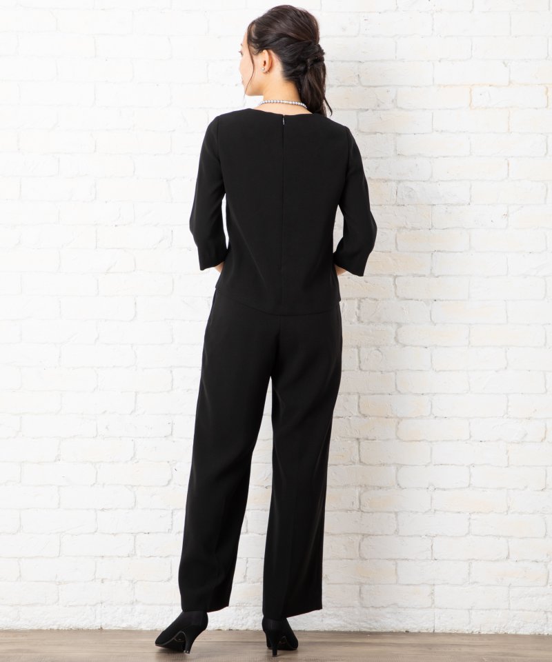 エメ　カラーレスジャケット&セミワイドパンツブラックフォーマル/LL(13号)