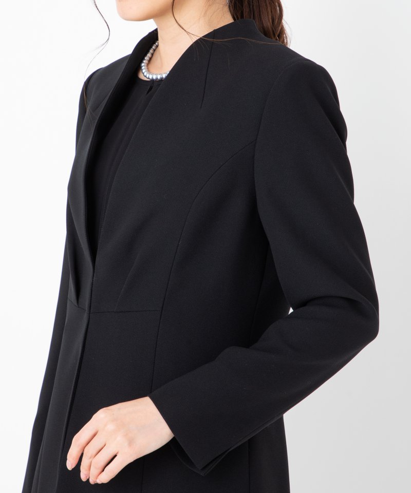 スタンドカラーロングジャケット&セミタイトワンピース/M(9号)