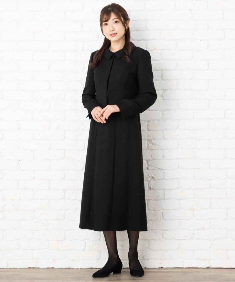 ステンカラージャケット&セミフレアロングワンピース/3L(15号)