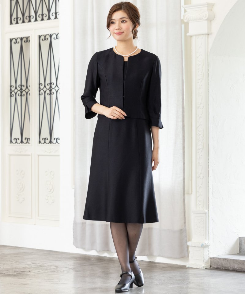 カレット　ノーカラージャケットアンサンブル風ワンピース/3L(15号)