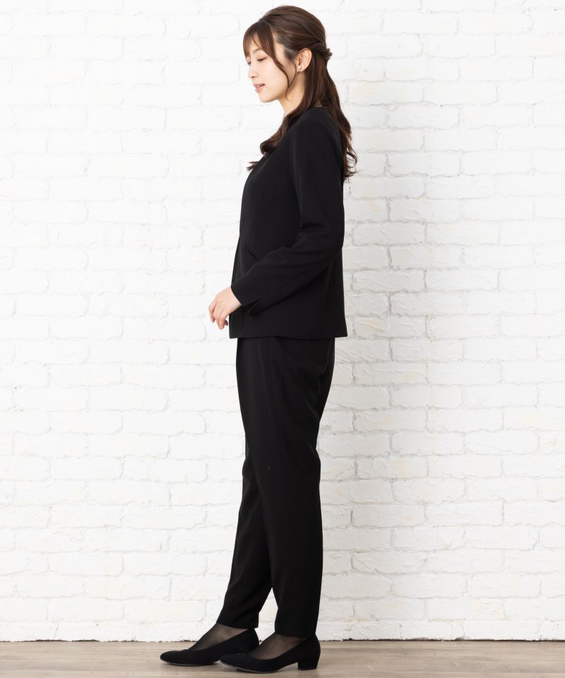 エメ　カラーレスジャケット&ハイウエストテーパードパンツブラックフォーマル/3L(15号)