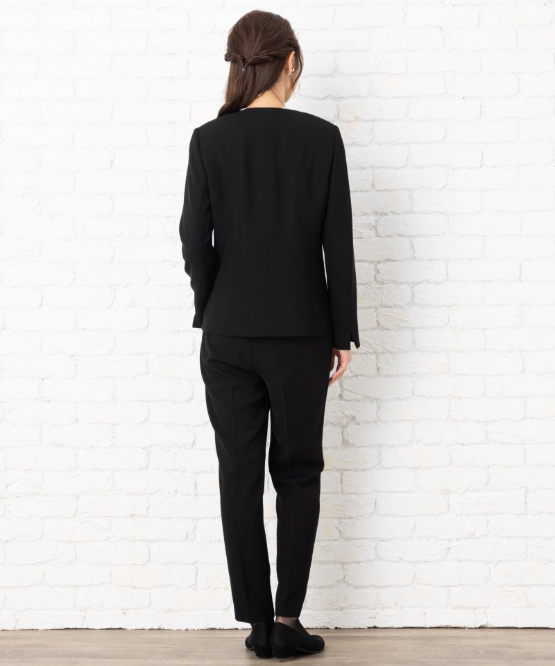 エメ　カラーレスジャケット&ハイウエストテーパードパンツブラックフォーマル/3L(15号)