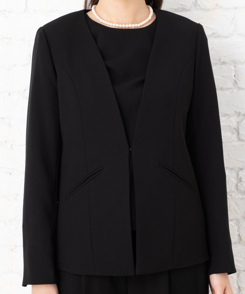 エメ　カラーレスジャケット&ハイウエストテーパードパンツブラックフォーマル/3L(15号)