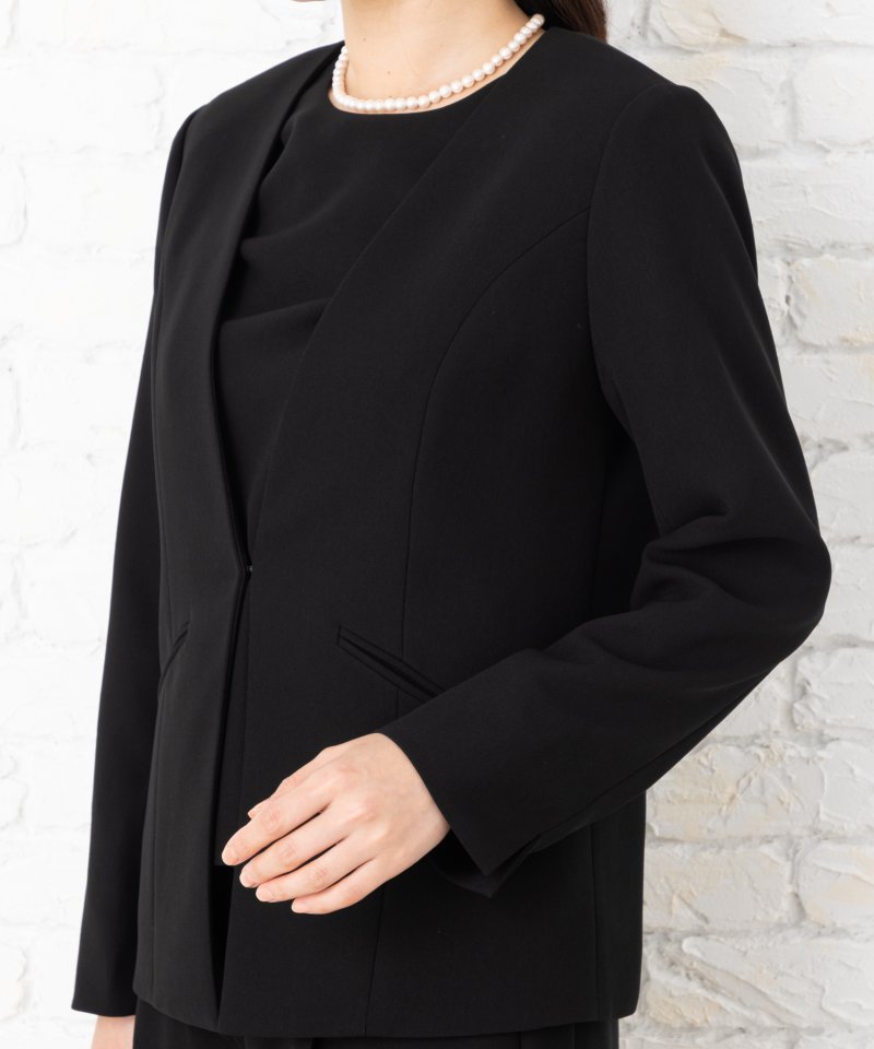 エメ　カラーレスジャケット&ハイウエストテーパードパンツブラックフォーマル/3L(15号)