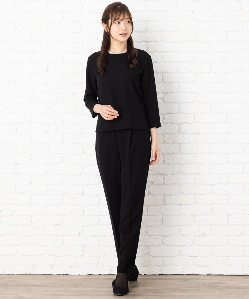 エメ　カラーレスジャケット&ハイウエストテーパードパンツブラックフォーマル/3L(15号)