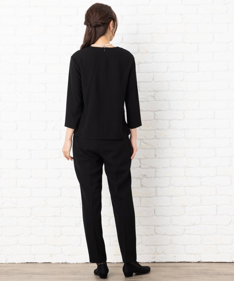 エメ　カラーレスジャケット&ハイウエストテーパードパンツブラックフォーマル/3L(15号)