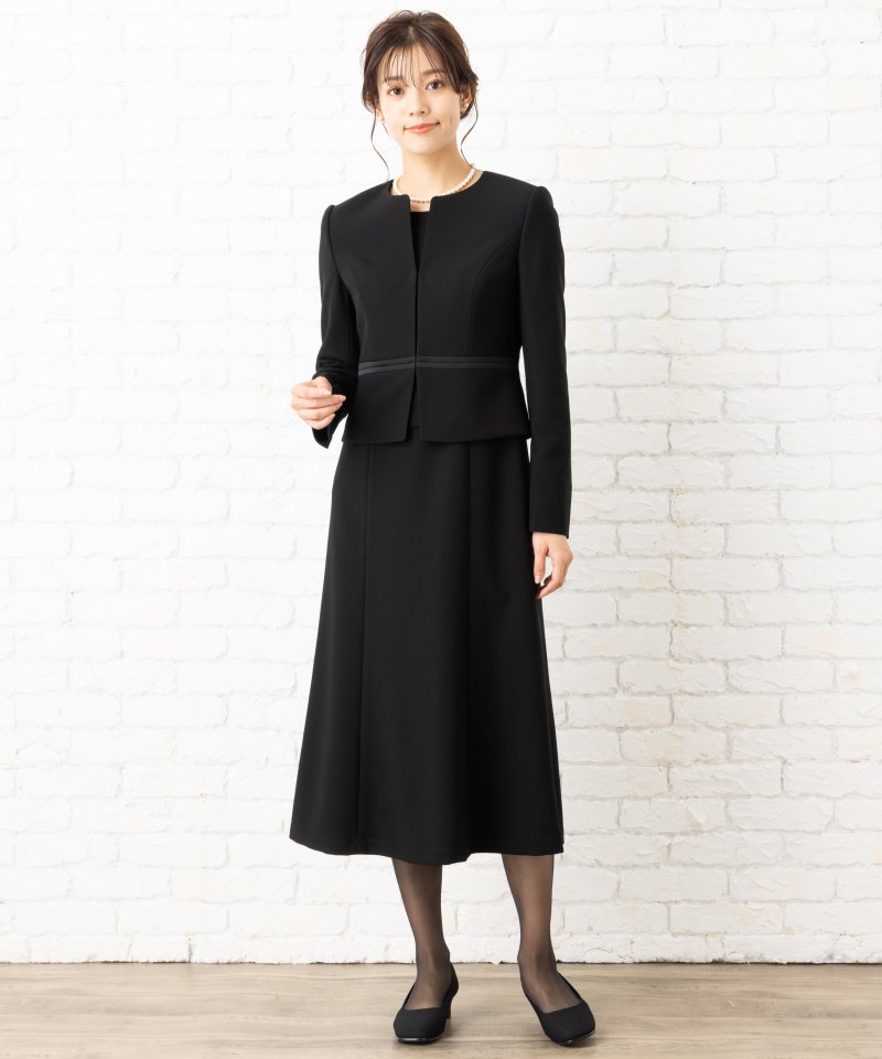 ウエストサテンラインキーネックジャケット&シンプルロングワンピース/LL(13号)