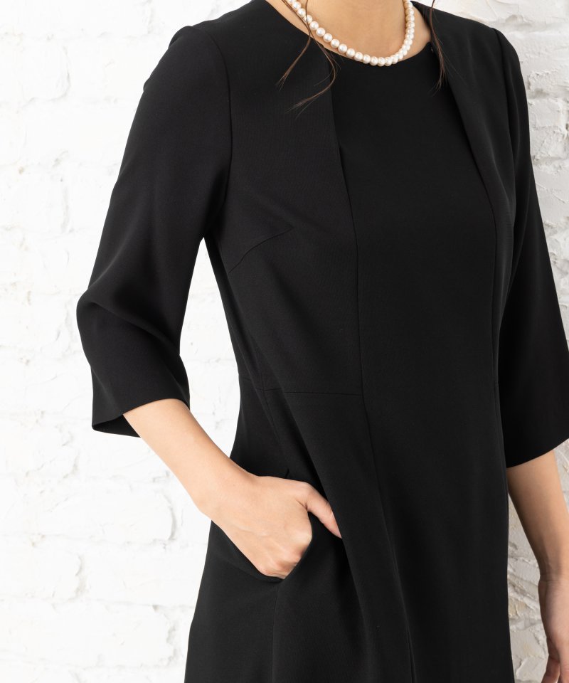 ソリテール　ロールカラージャケット&シンプルワンピースアンサンブル/3L(15号)