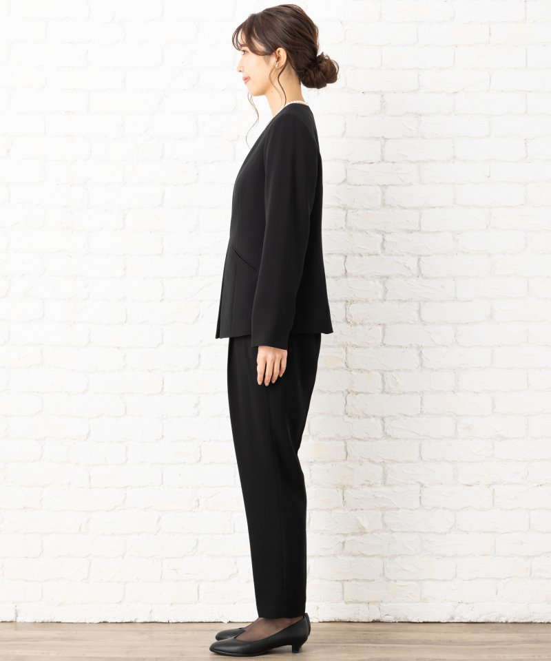 エメ　【ショートサイズ】カラーレスジャケット&ハイウエストテーパードパンツスーツ/M(9号)