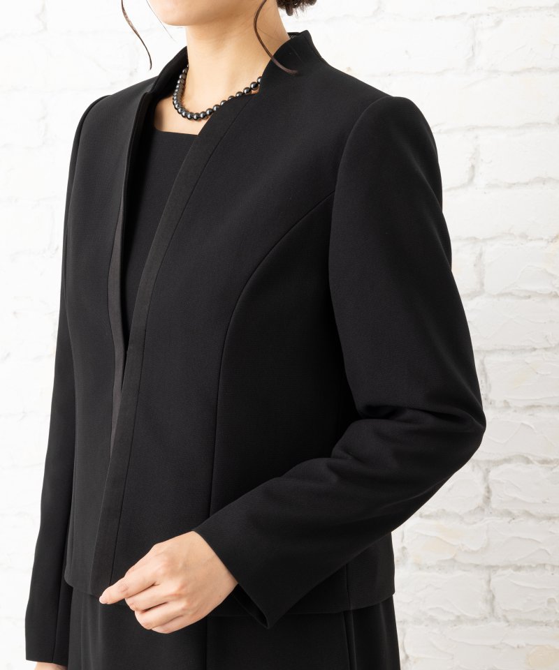 セミスタンドカラーパイピングジャケットアンサンブル/4Lゆったり(19号)