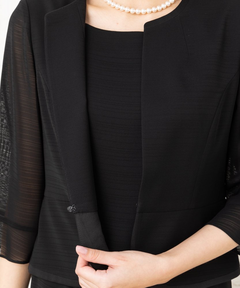 「絽」ランダムボーダーアンサンブル風ワンピース/M(9号)