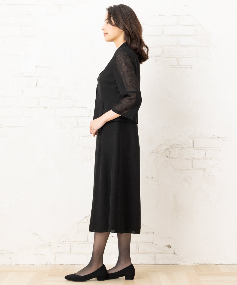 ユキコキミジマ　絡み織仕立てオートクチュールブラックワンピース/M(9号)