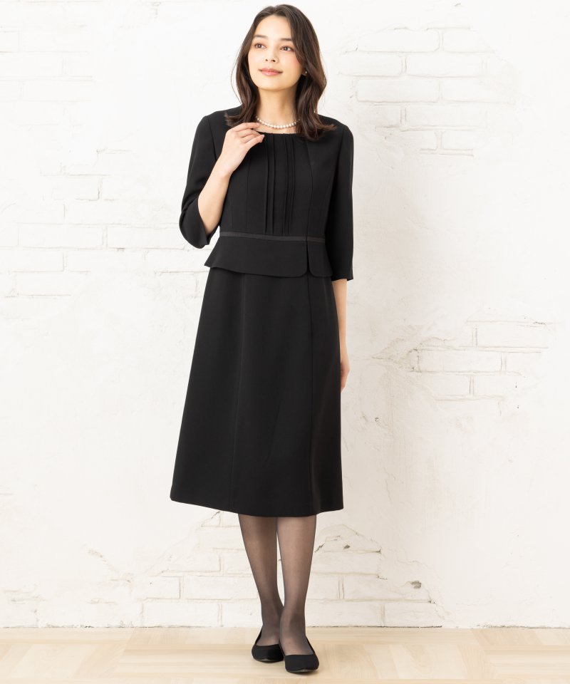 ソリテール　ピンタックデザイン2ピース風ワンピース/M(9号)