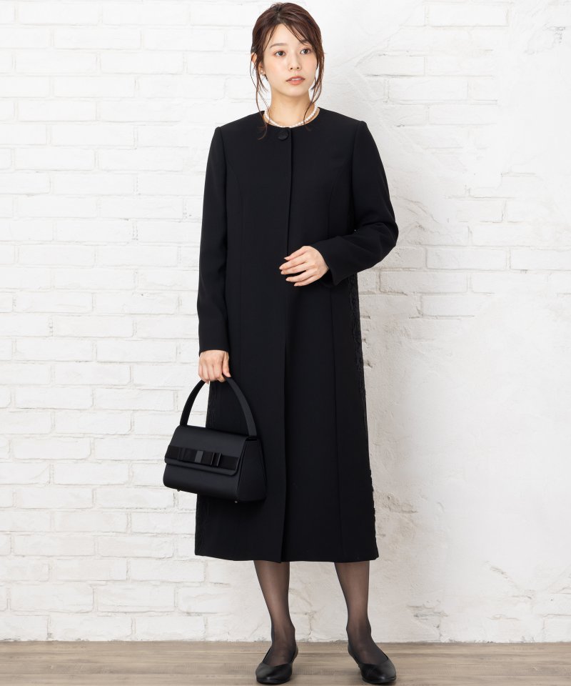 ガウン風ロングコート&レース使いワンピースアンサンブル/M(9号)