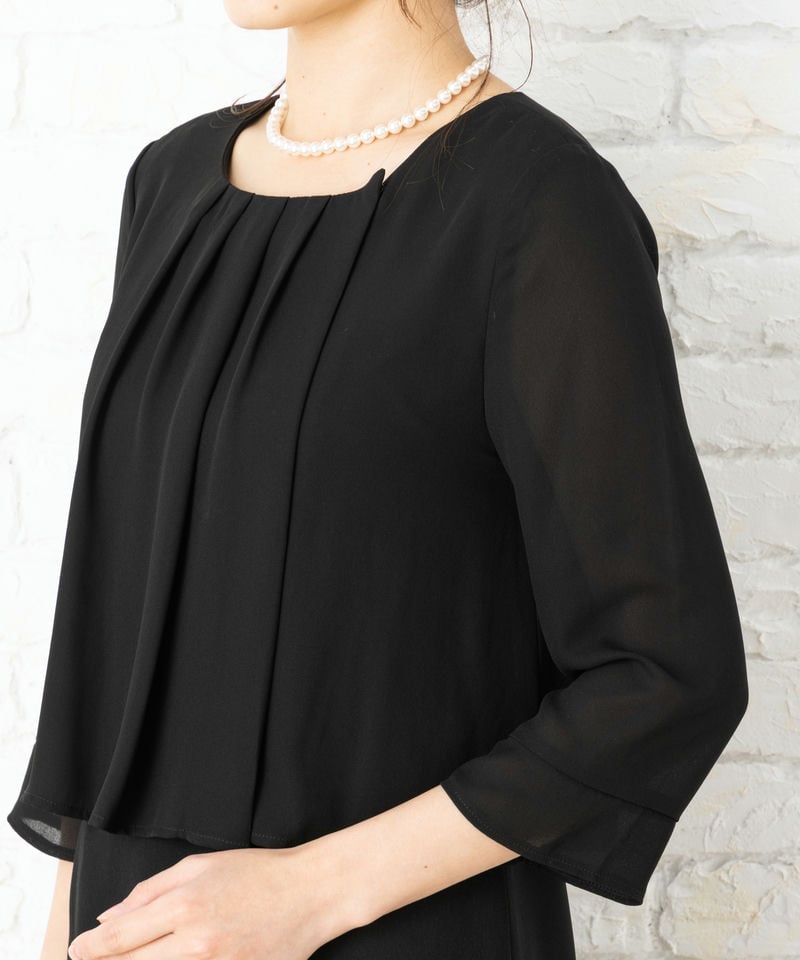 ノーカラーカラージャケット&ロングセミタイトアンサンブル/S-M(9号)