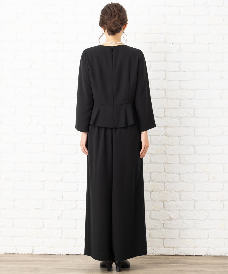 エメ　【ショートサイズ】ペプラムトップス×ワイドパンツセットアップ/LL(13号)