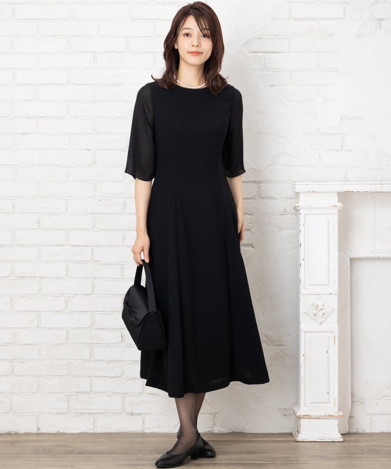 エメ　シースルーベルスリーブ・フィット&フレアーワンピース/L(11号)