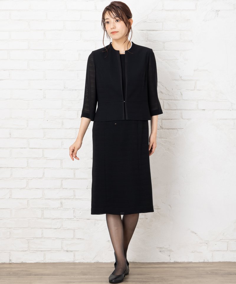 絡み織「絽」・スーツ風Iライントリックワンピース/M(9号)