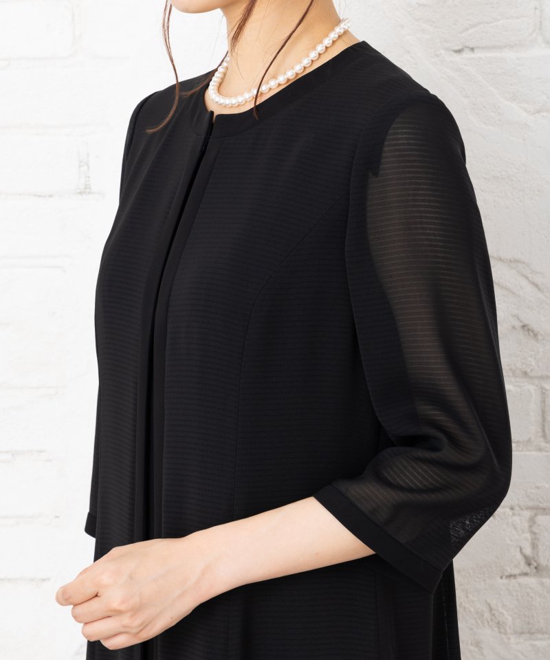 「絽」ランダムボーダーガウン風ワンピースアンサンブル/M(9号)