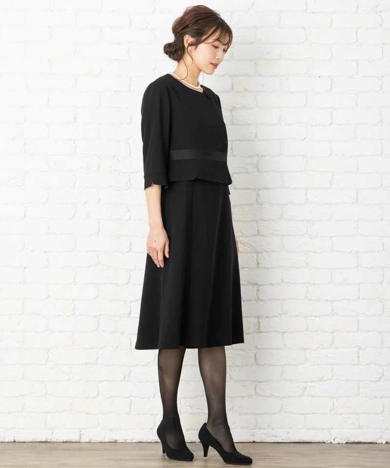 【ショートサイズ】バックスタンドカラージャケット&ブラウス風ショート丈ワンピース/4L(17号)