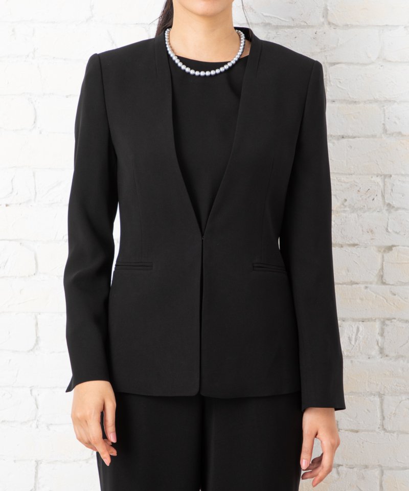 エメ　【ショートサイズ】カラーレスジャケット&セミワイドパンツブラックフォーマル/M(9号)