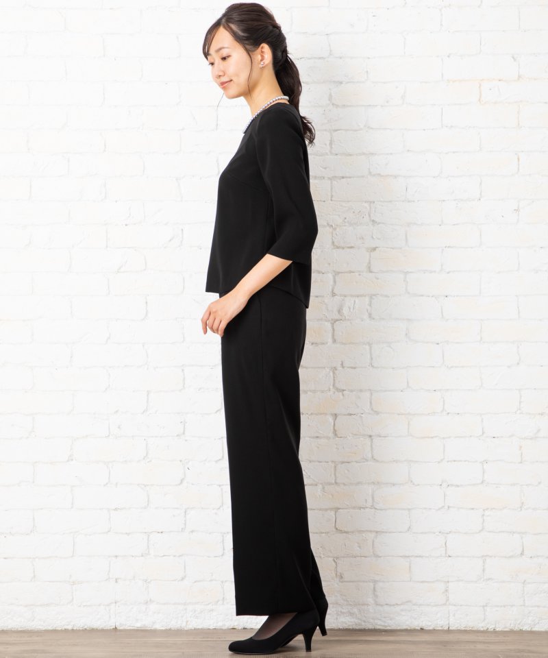 エメ　【ショートサイズ】カラーレスジャケット&セミワイドパンツブラックフォーマル/M(9号)