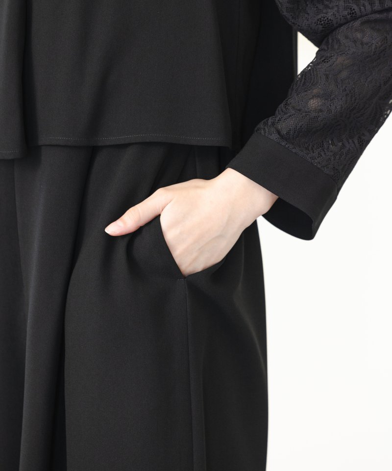 エメ　レーススリーブパンツスタイルオールインワン/M(9号)