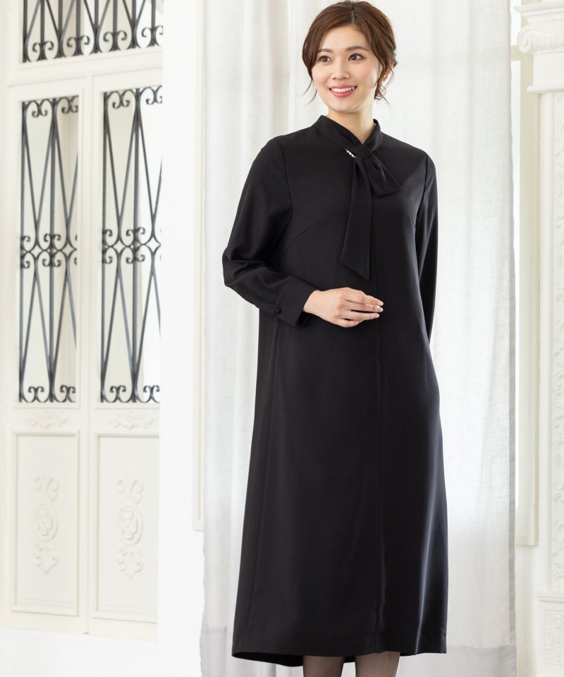 エメ　リボンタイデザイン・カフススリーブワンピース/M(9号)