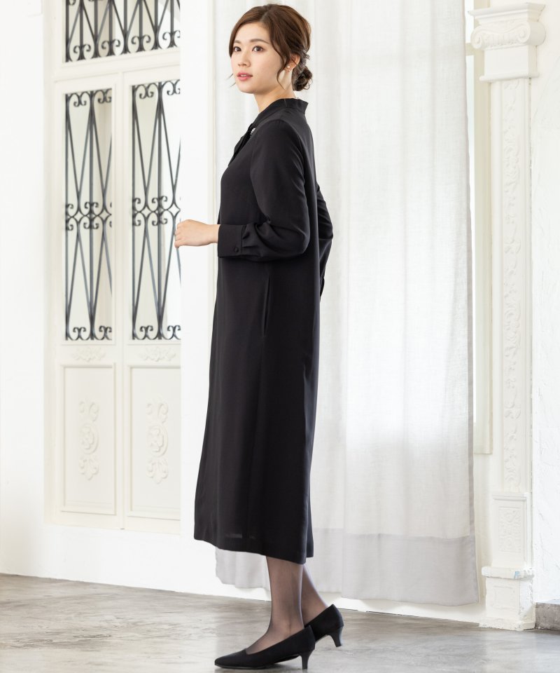 エメ　リボンタイデザイン・カフススリーブワンピース/M(9号)